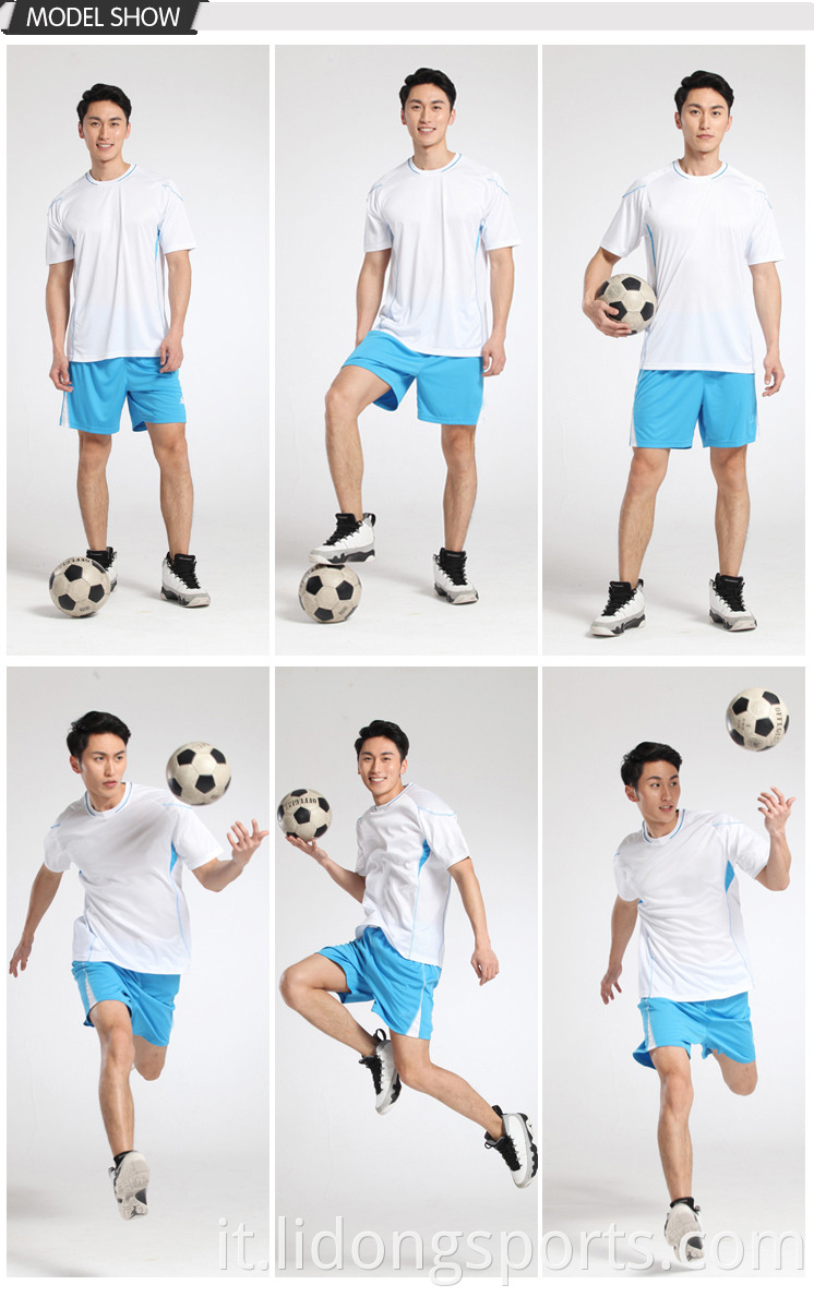 Industria della squadra di calcio di sublimazione per bambini personalizzati di lidong, uomo in bianco uniforme/maglia da calcio, set di abbigliamento sportivo a buon mercato